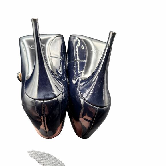 J.Crew Mona Navy Patent Leather Double-Strap Mary Jane Heels Sz 8 - Picture 6 of 12